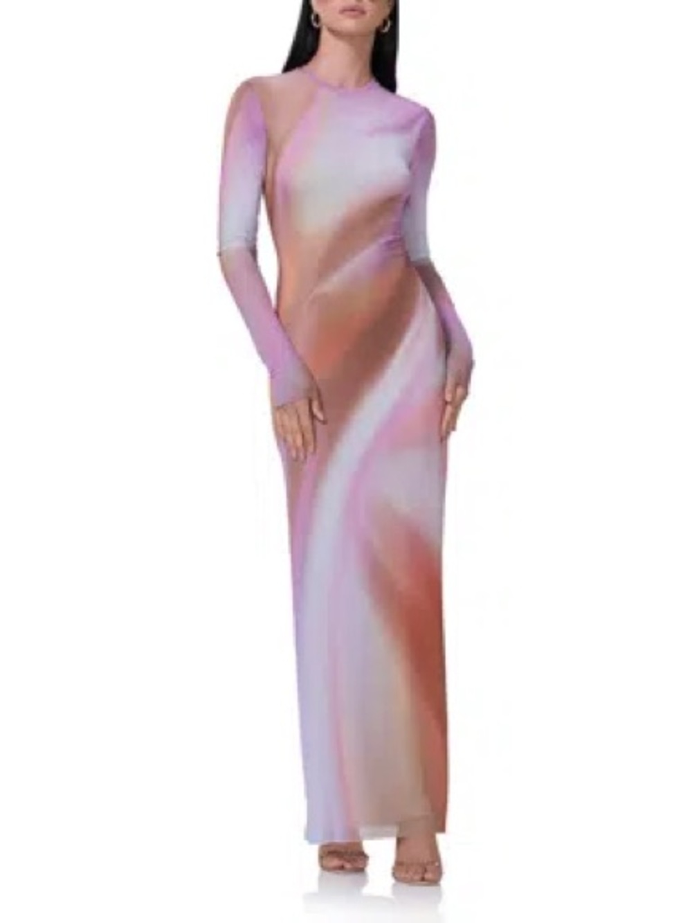 AFRM Didi Long Sleeve Mesh Maxi Dress Medium